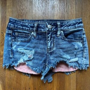 american eagle shortie denim shorts size 2